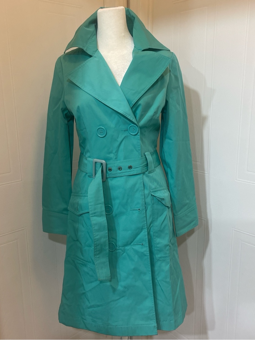 Vero MODA Women’s Teal Double-Breasted Trench Coat size XS